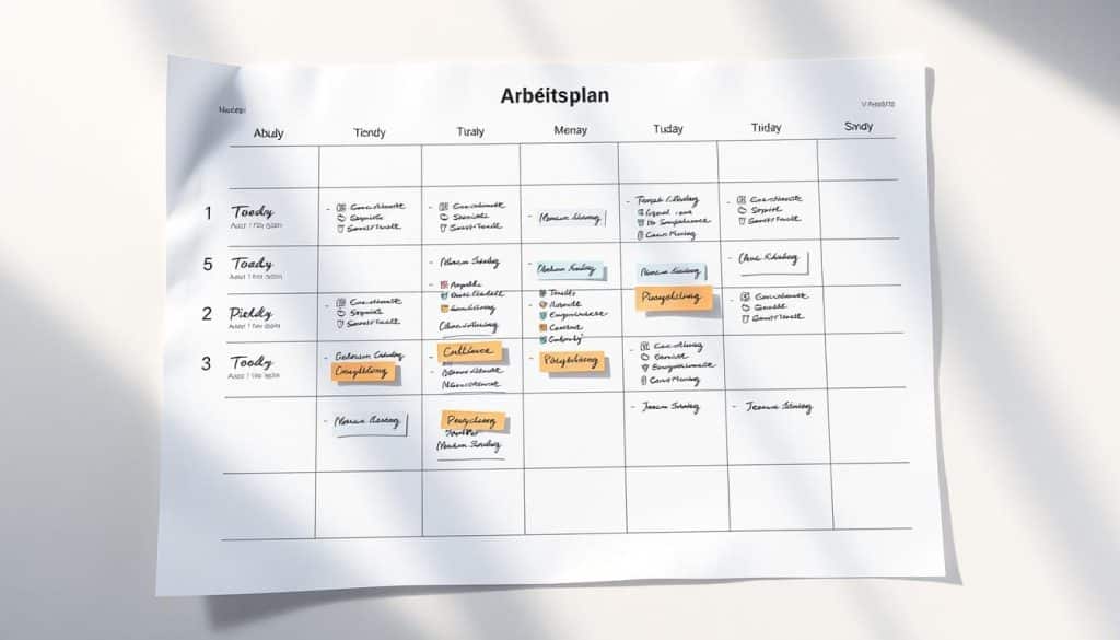 Arbeitsplan Wochenplan Excel Vorlage kostenlos downloaden